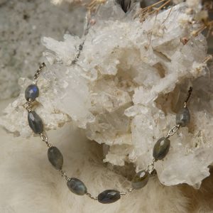 handgemaakte labradoriet ketting in zilver