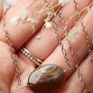 handgemaakte agaat ketting in zilver