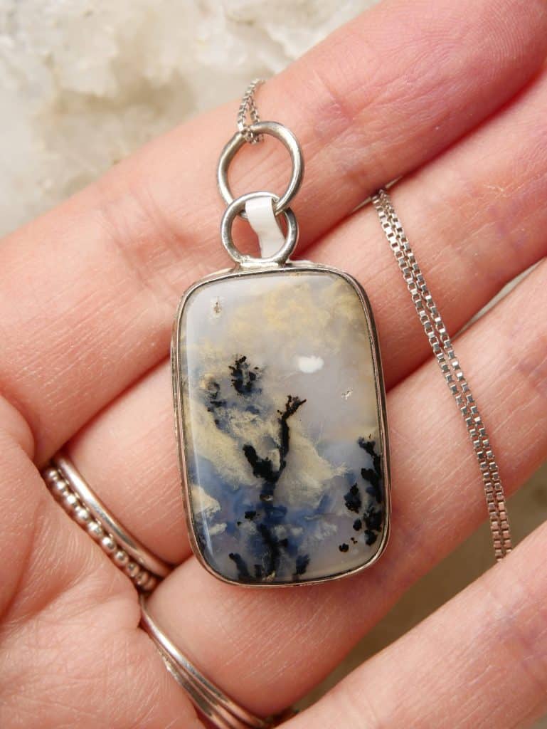 Dendriet agaat hanger in zilver