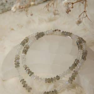 Maansteen labradoriet ketting zilver handgemaakt