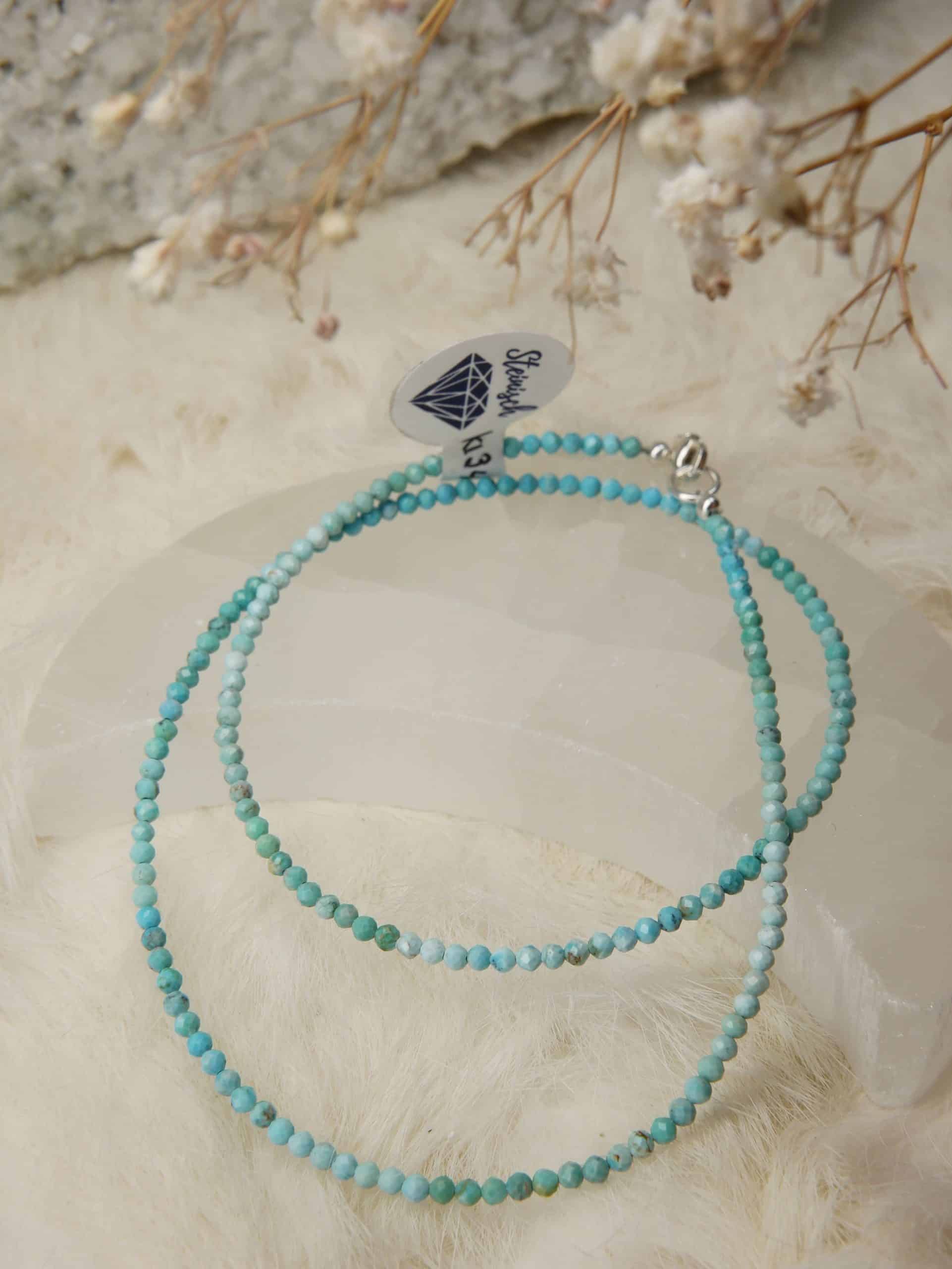 Handgemaakte Turkoois ketting zilver