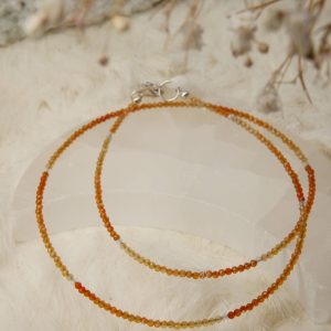 handgemaakte carneool ketting met ombre effect zilver