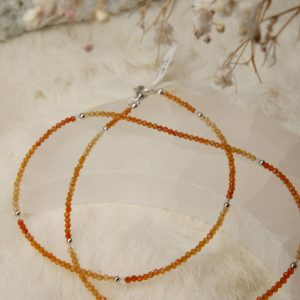 handgemaakte carneool ketting zilver