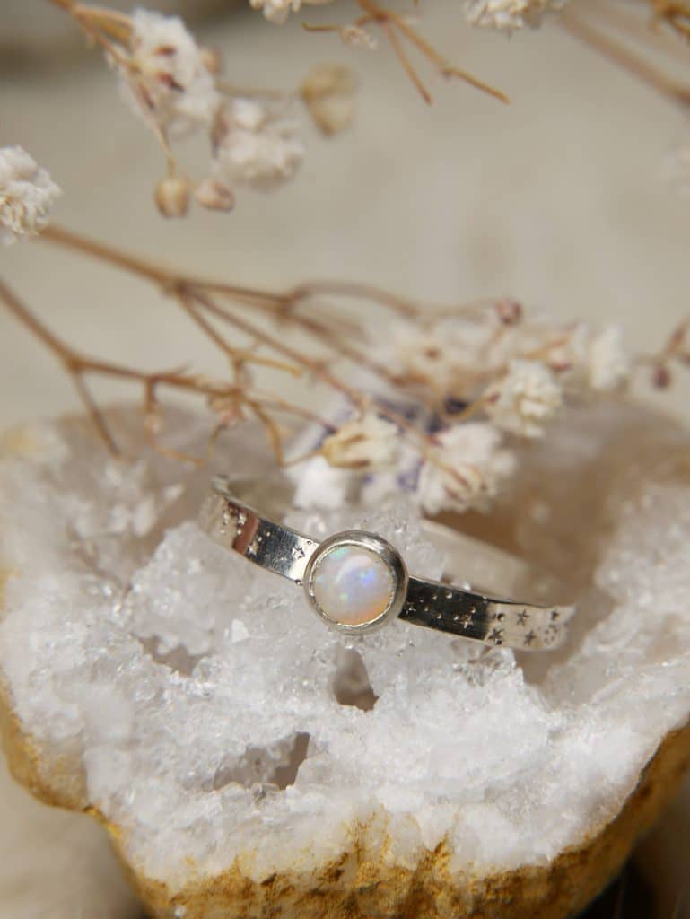Opaal ring Sky full of stars zilver maat 19