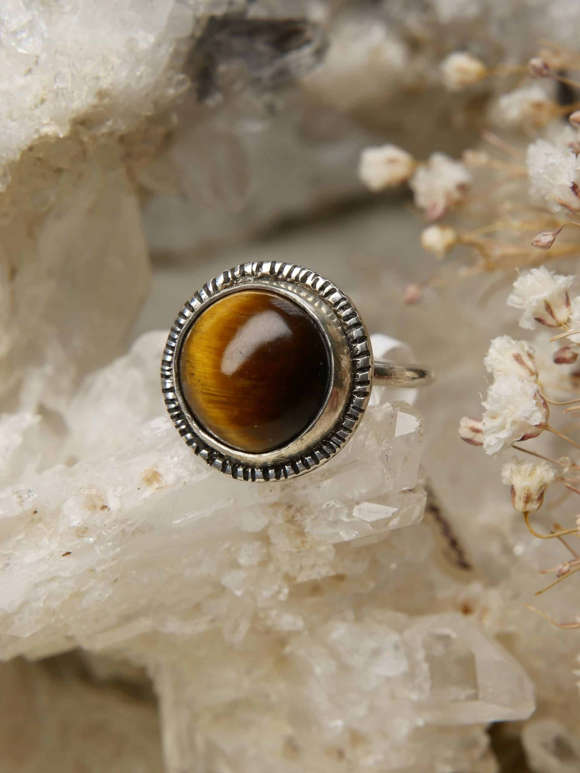 handgemaakte tijgeroog ring zilver