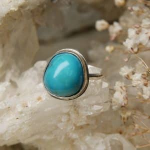 handgemaakte turkoois ring zilver maat 16