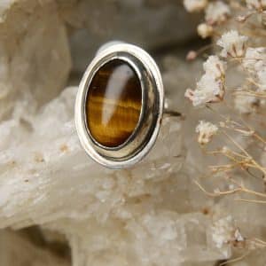 handgemaakte tijgeroog ring zilver