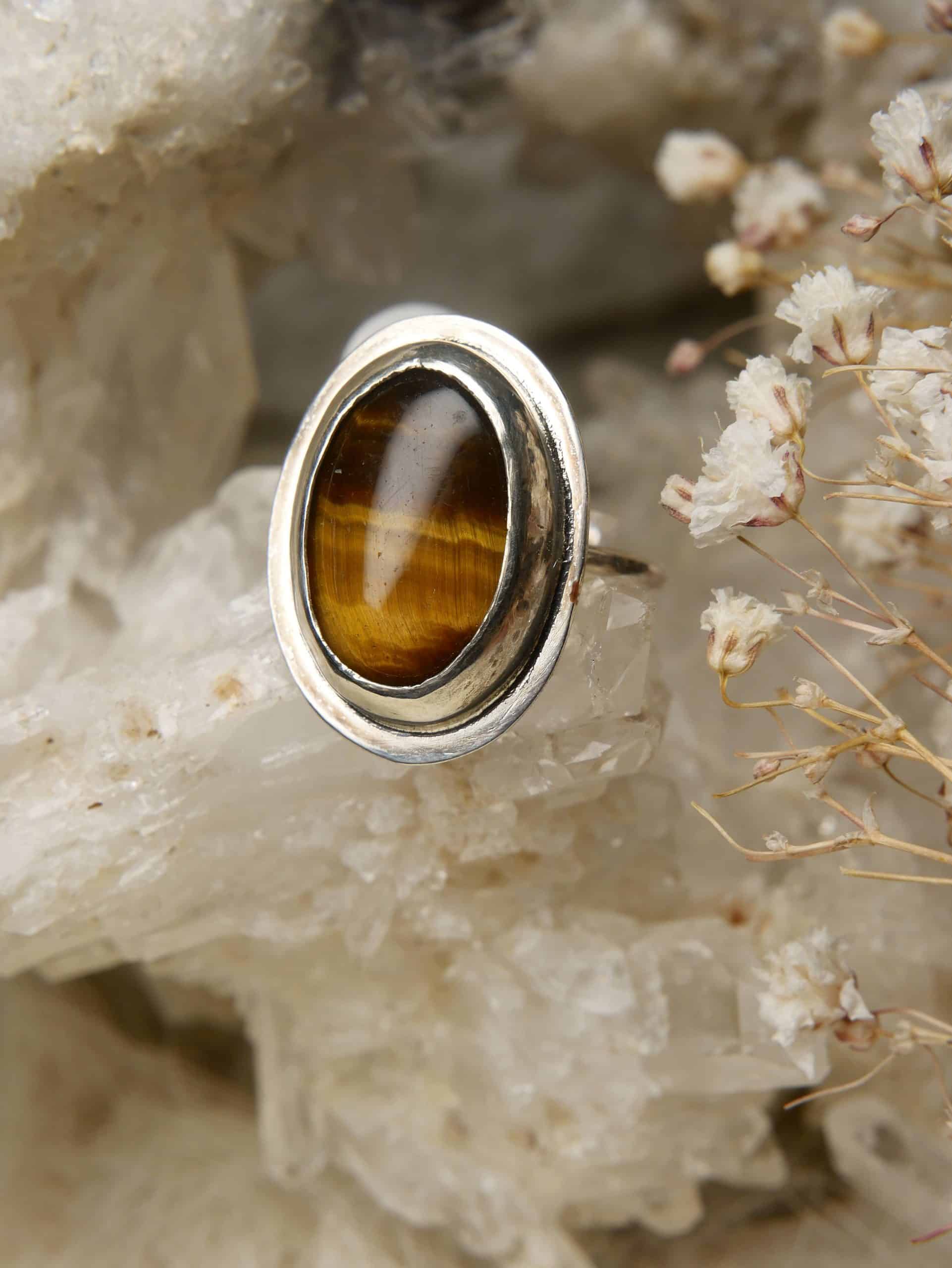 handgemaakte tijgeroog ring zilver