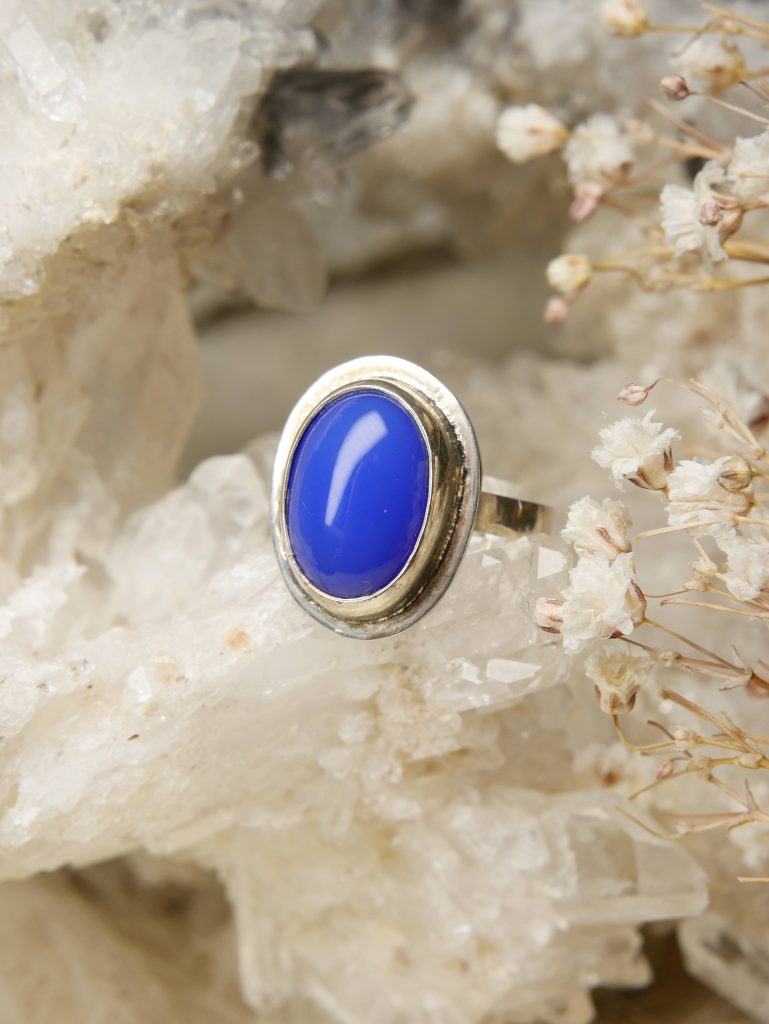 ring zilver agaat gekleurd maat 17