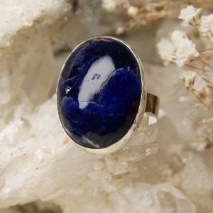 Sodaliet ring zilver maat 19
