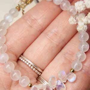 regenboog maansteen armband druppels goud