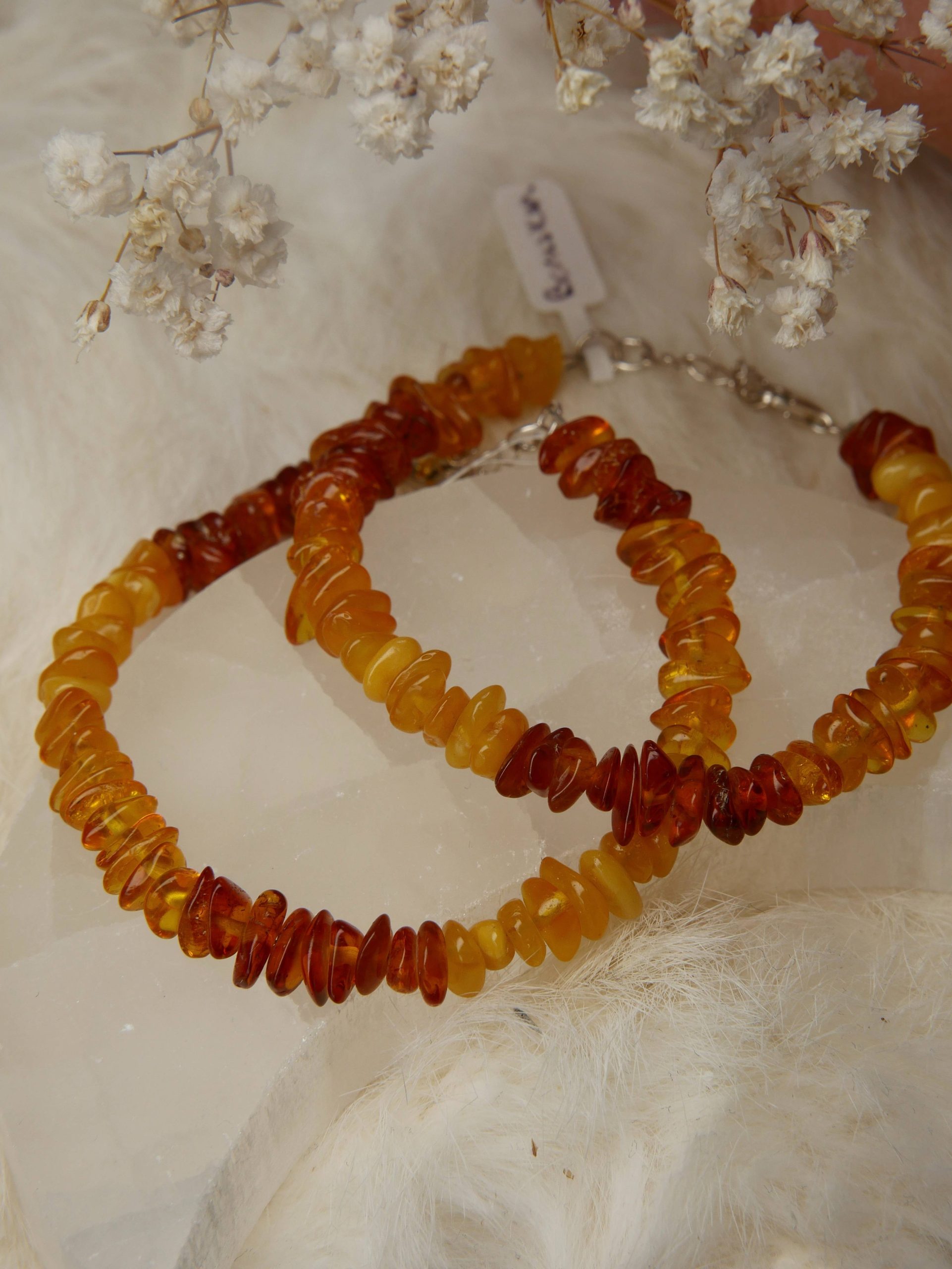 Barnsteen armband zilver