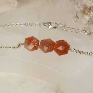 Zonnesteen armband zilver handgemaakt
