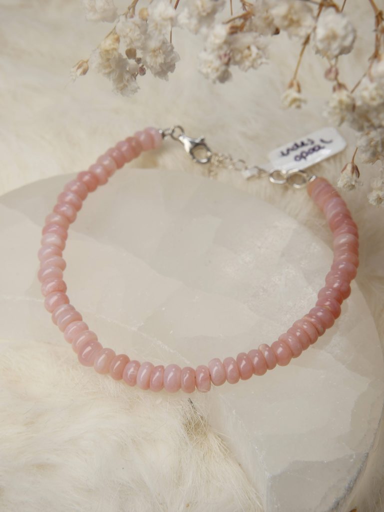 Amband roze andes opaal zilver