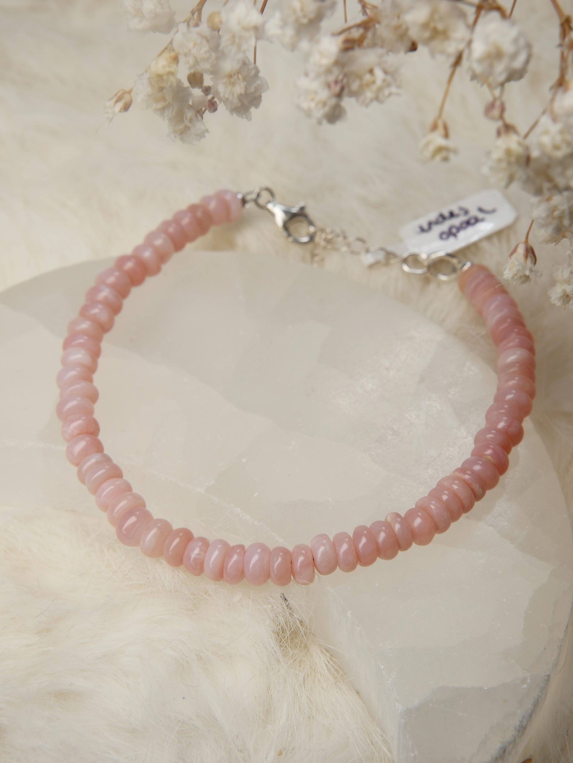 Amband roze andes opaal zilver