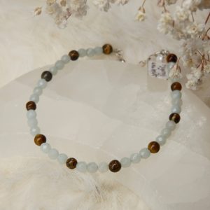 armband tijgeroog amazoniet zilver
