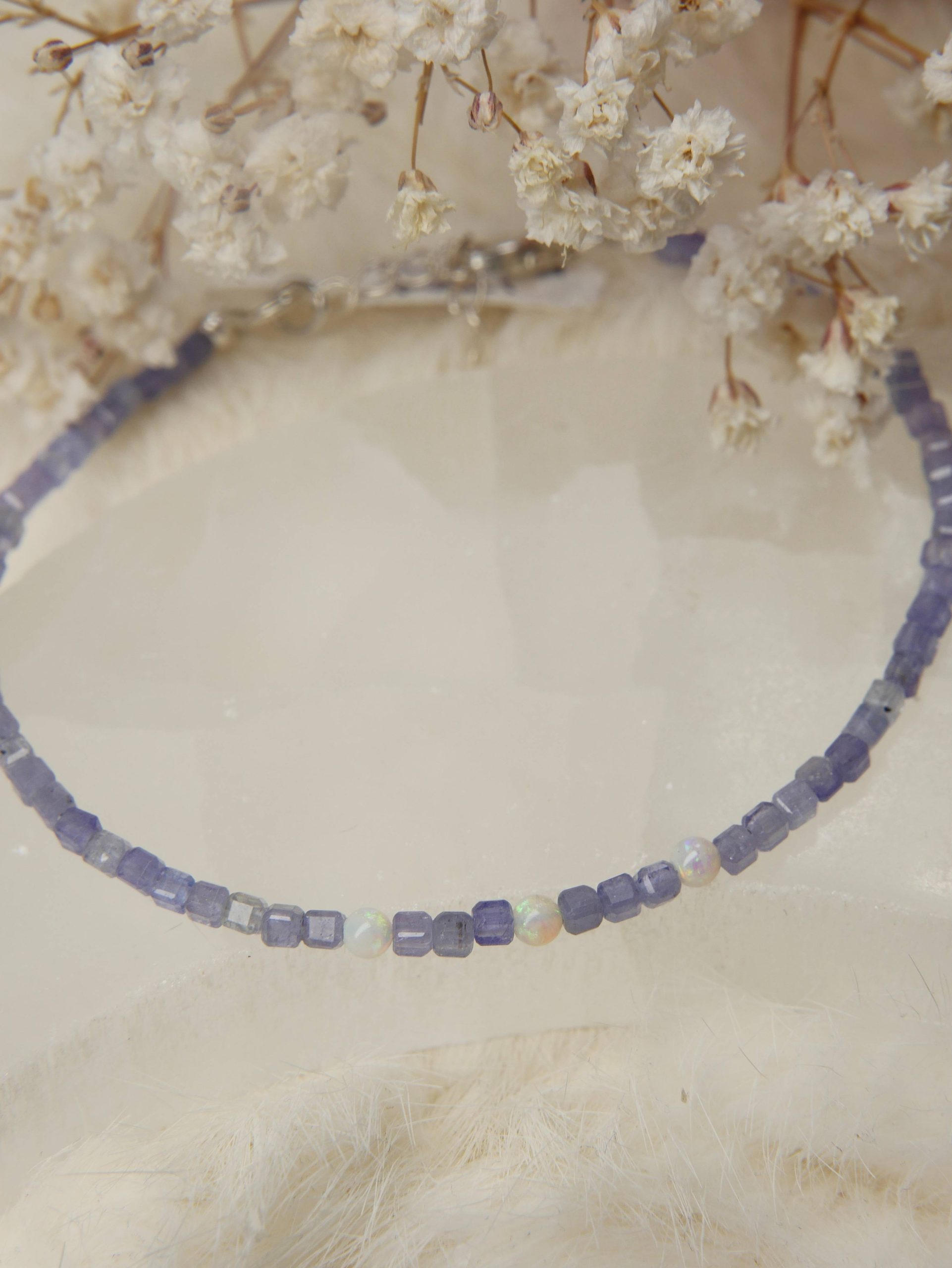 Tanzaniet opaal armband zilver