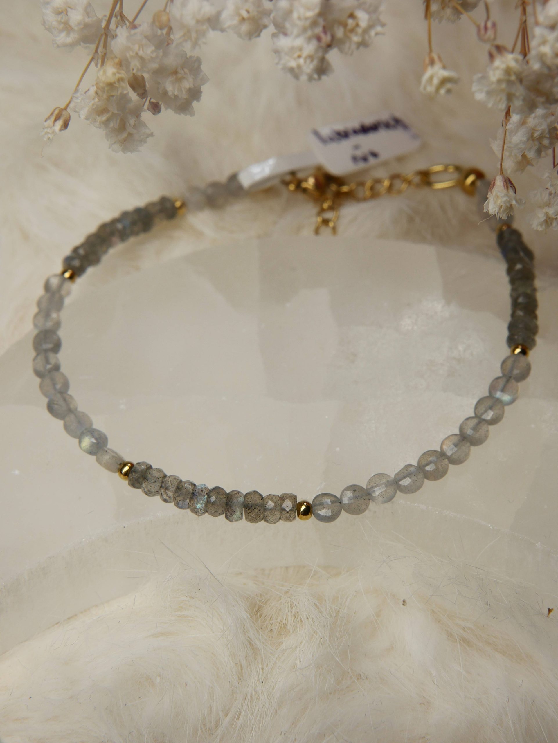 labradoriet armband goud