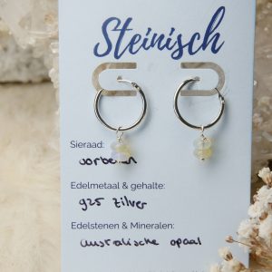 crystal opaal oorbellen zilver