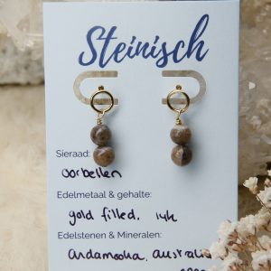oorbellen goud andamooka opaal
