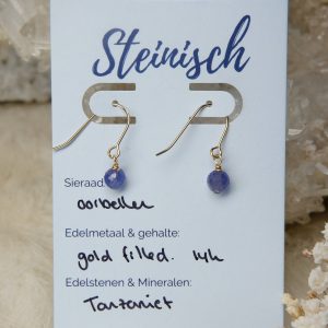 tanzaniet oorbellen goud