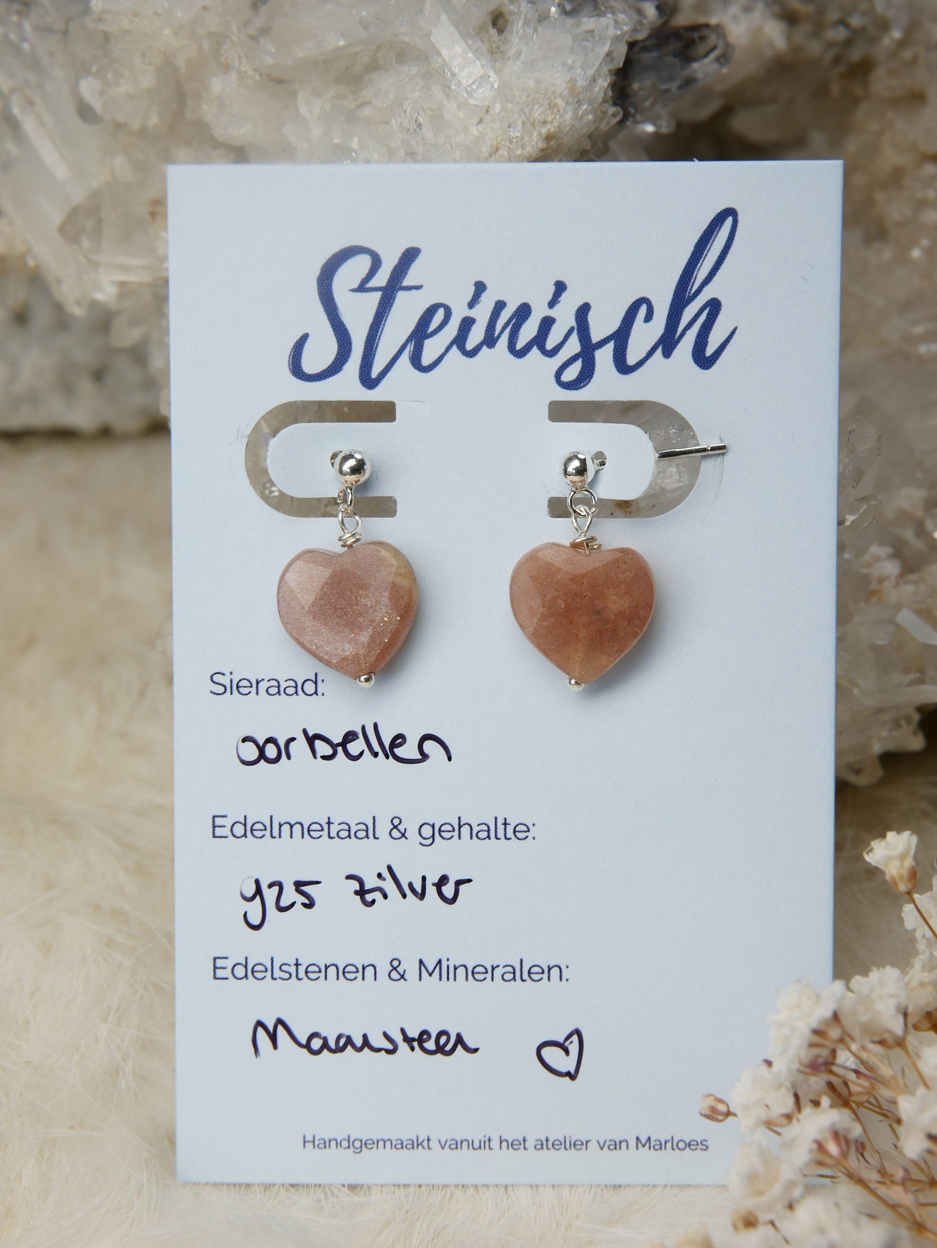 Maansteen oorbellen zilver